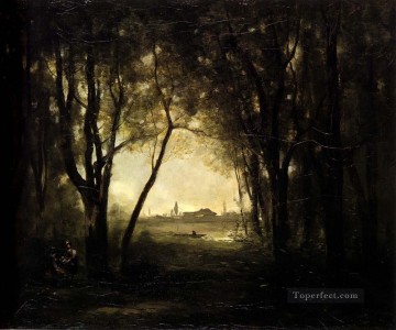  Coro Arte - Camille Paisaje con un lago al aire libre Romanticismo Jean Baptiste Camille Corot